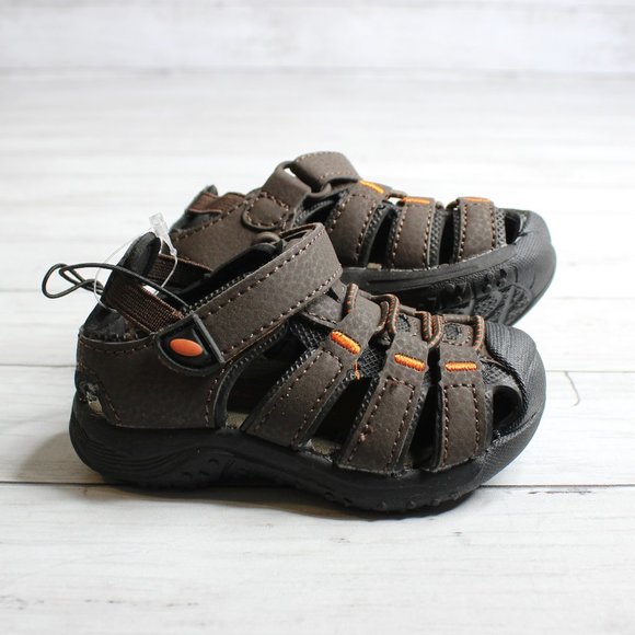 Falls Creek Baby Boy's Brown Trail Sandals Infant Size 5 Closed Toe - Picture 1 of 4